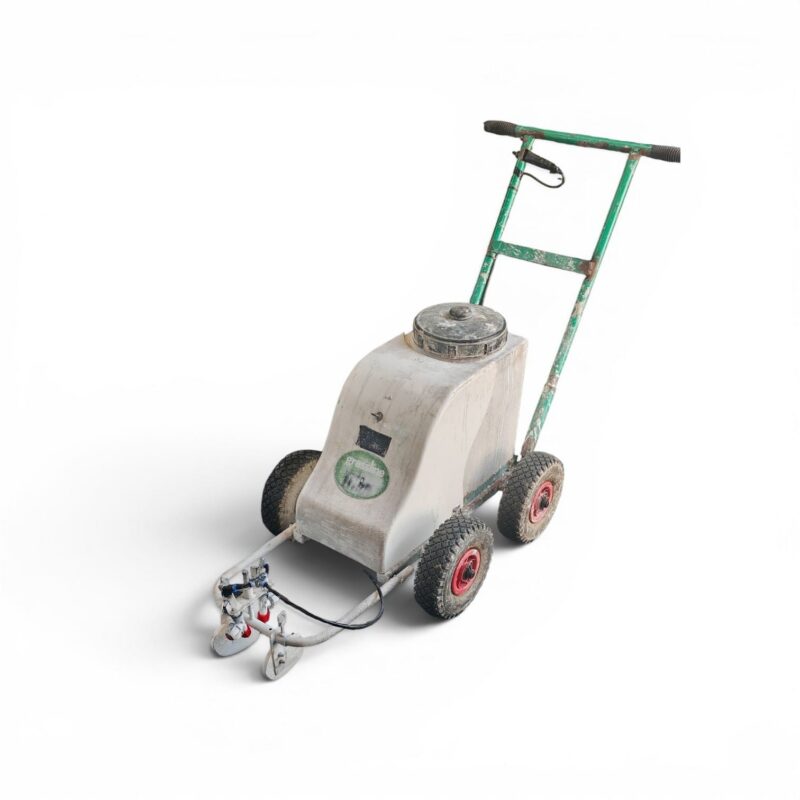 A well-worn Grassline line marking machine, still fully operational after years of pitch-side use